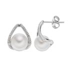 Simply Vera Vera Wang Sterling Silver Freshwater Cultured Pearl & 1/10 Carat T.w. Diamond Drop Earrings, Women's, White
