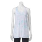 Juniors' So&reg; Mesh Back Racerback Tunic Tank, Girl's, Size: Small, Turquoise/blue (turq/aqua)