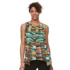 Women's Dana Buchman Pleated Mixed-media Tank, Size: Large, Orange Oth