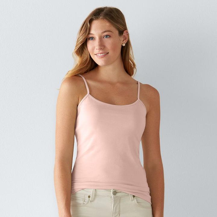 Women's Sonoma Goods For Life&trade; Everyday Scoopneck Camisole, Size: Small, Lt Orange