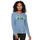 Petite Croft & Barrow Knit Holiday Tee, Women's, Size: M Petite, Med Blue