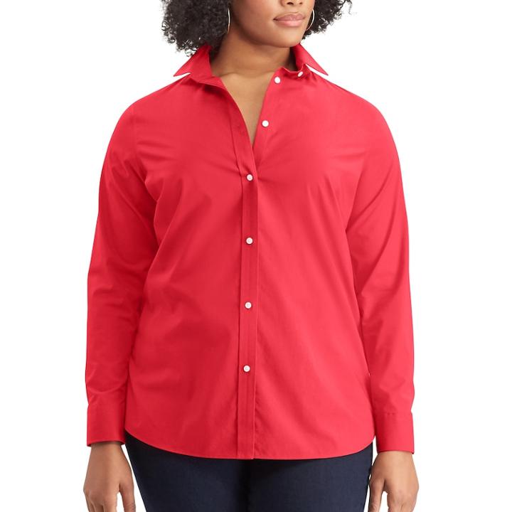 Plus Size Chaps Woven Top, Women's, Size: 3xl, Red