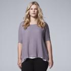 Plus Size Simply Vera Vera Wang Split-back Dolman Sweater, Women's, Size: 1xl, Med Purple