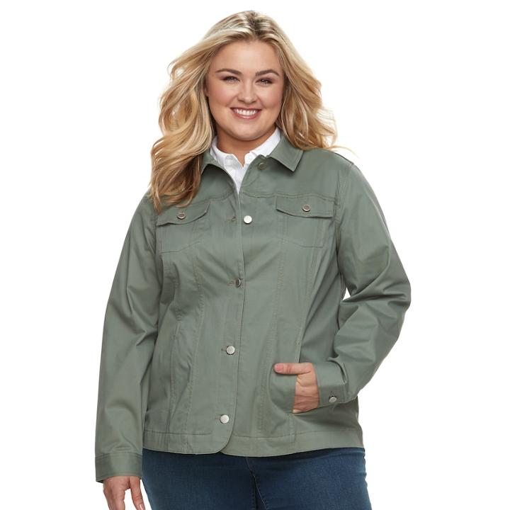 Plus Size Croft & Barrow&reg; Jean Jacket, Women's, Size: 2xl, Med Green
