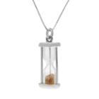 Sterling Silver Gemstone Hourglass Pendant, Women's, Size: 18, Orange