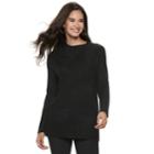 Women's Apt. 9&reg; Cozy Asymmetrical Mockneck Tunic Sweater, Size: Xl, Black
