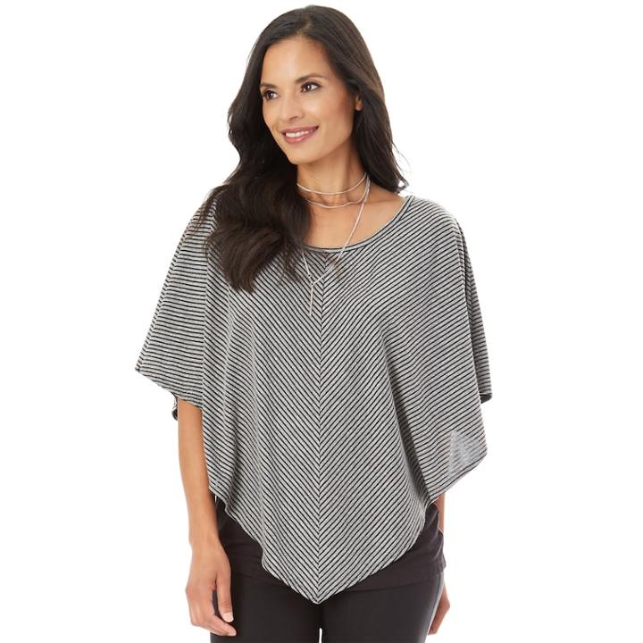 Women's Apt. 9&reg; Textured Pullover, Size: Large, Black White Stripe