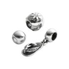 Individuality Beads Sterling Silver Crystal Flower, Flip Flop Charm And Round Spacer Bead Set, Women's, Grey