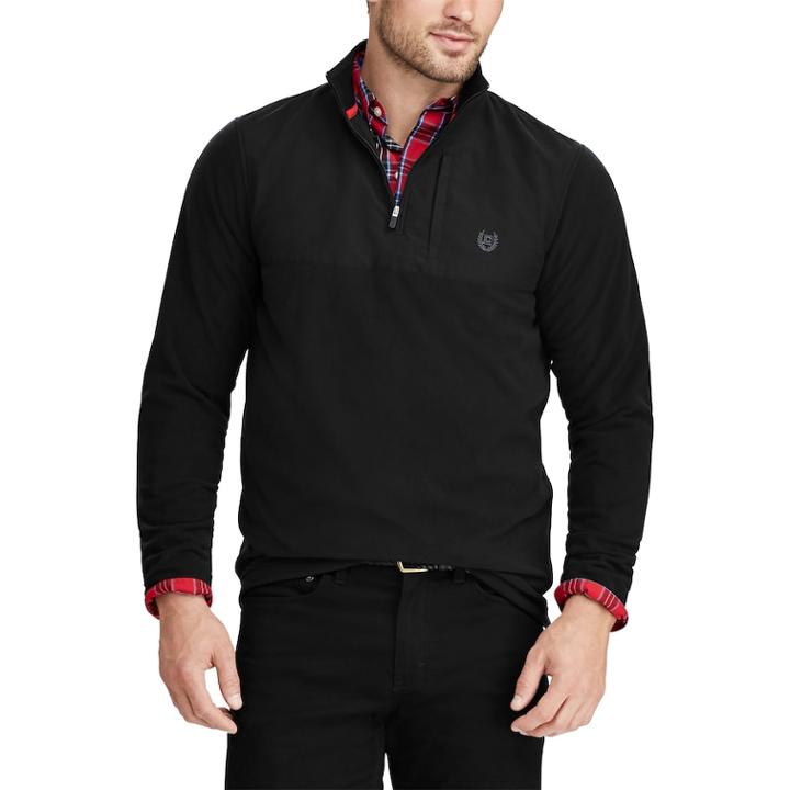 Men's Chaps Regular-fit Fleece Quarter-zip Pullover, Size: Small, Black