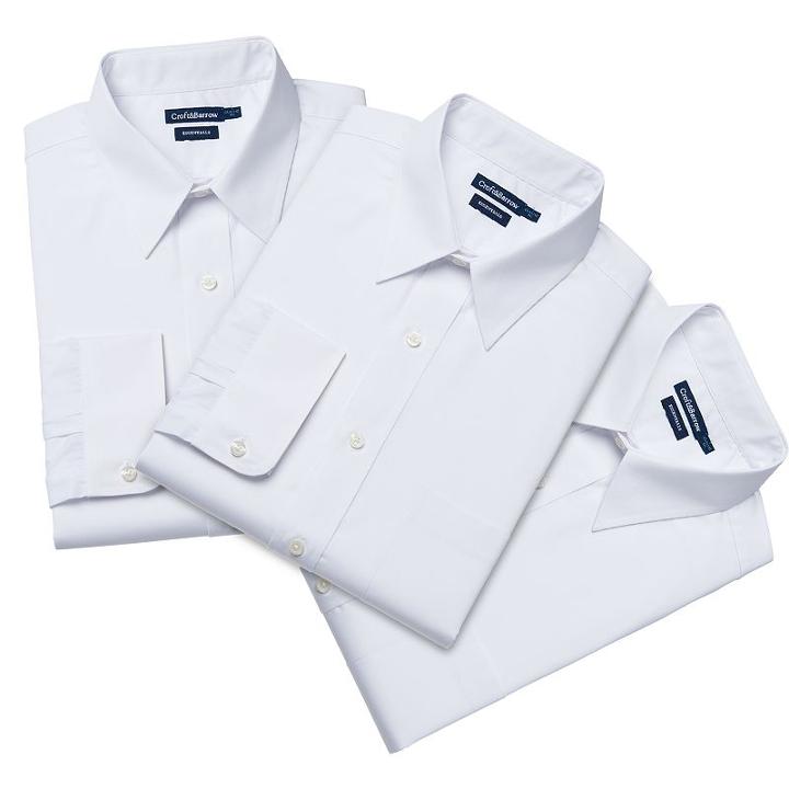Men's Croft & Barrow&reg; 3-pack Classic Fit Broadcloth Dress Shirts, Size: 16.5-34/35, White