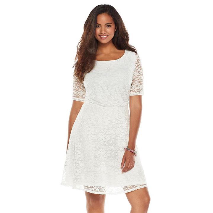 Juniors' Plus Size Wrapper Lace A-line Dress, Girl's, Size: 3xl, Natural