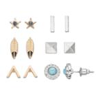 Mudd&reg; Star, Pyramid & Leaf Stud Earring Set, Women's, Multicolor