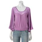 Juniors' About A Girl Smocked Bell Sleeve Top, Size: Xl, Drk Purple