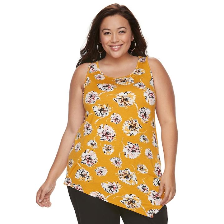 Plus Size Apt. 9&reg; Asymmetrical Textured Tank, Women's, Size: 3xl, Drk Orange