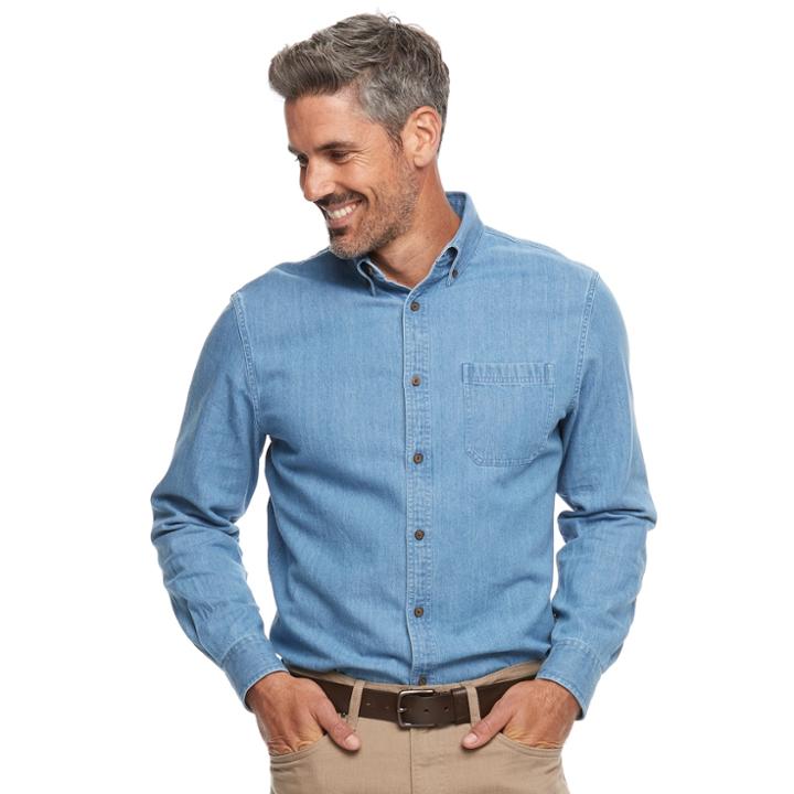 Men's Croft & Barrow&reg; Classic-fit Solid Button-down Shirt, Size: Medium, Light Blue