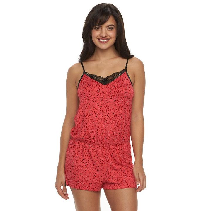 Women's Apt. 9® Spring Sweethearts Lace Romper, Size: Xxl, Med Pink