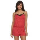 Women's Apt. 9&reg; Spring Sweethearts Lace Romper, Size: Xxl, Med Pink