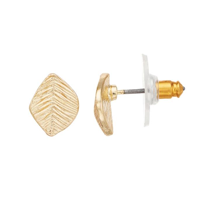 Lc Lauren Conrad Nickel Free Textured Leaf Stud Earrings, Women's, Gold