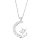 1/10 Carat T.w. Diamond 10k White Gold Moon & Star Pendant Necklace, Women's, Size: 18