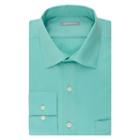 Men's Van Heusen Fitted Athletic Solid Lux Sateen No Iron Spread Collar Dress Shirt, Size: 17.5 36/37, Green Oth