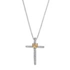 Sterling Silver Citrine Cross Pendant Necklace, Women's, Size: 18, Orange