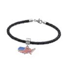Logoart Sterling Silver United States American Flag Charm Bracelet, Adult Unisex, Size: 7.5, Multicolor