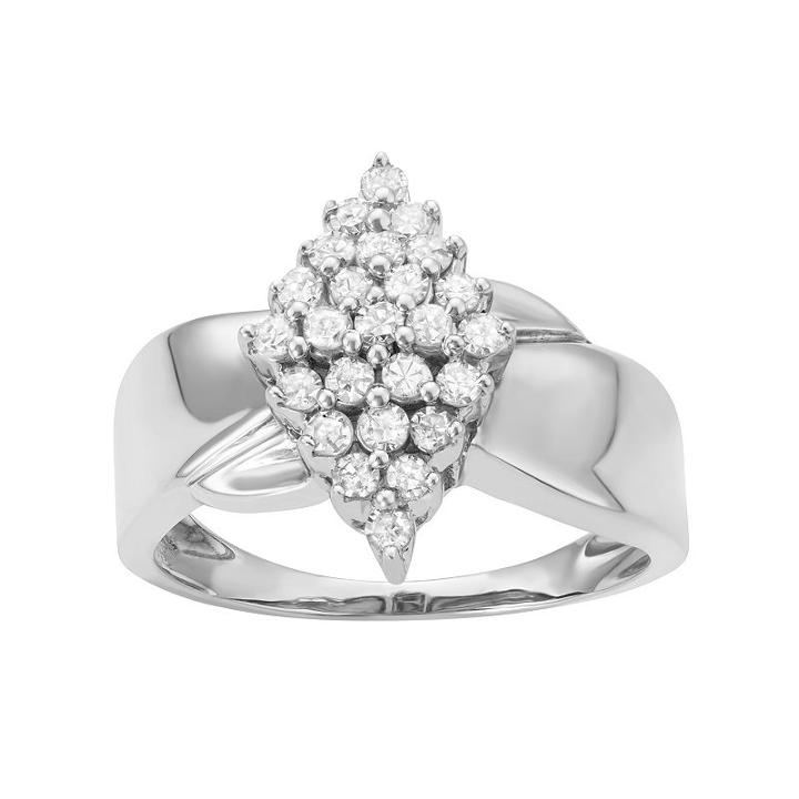 Sterling Silver 1/2 Carat T.w. Diamond Marquise Promise Ring, Women's, Size: 7, White