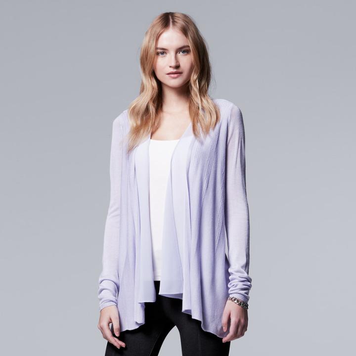 Women's Simply Vera Vera Wang Flyaway Cardigan, Size: Large, Drk Purple