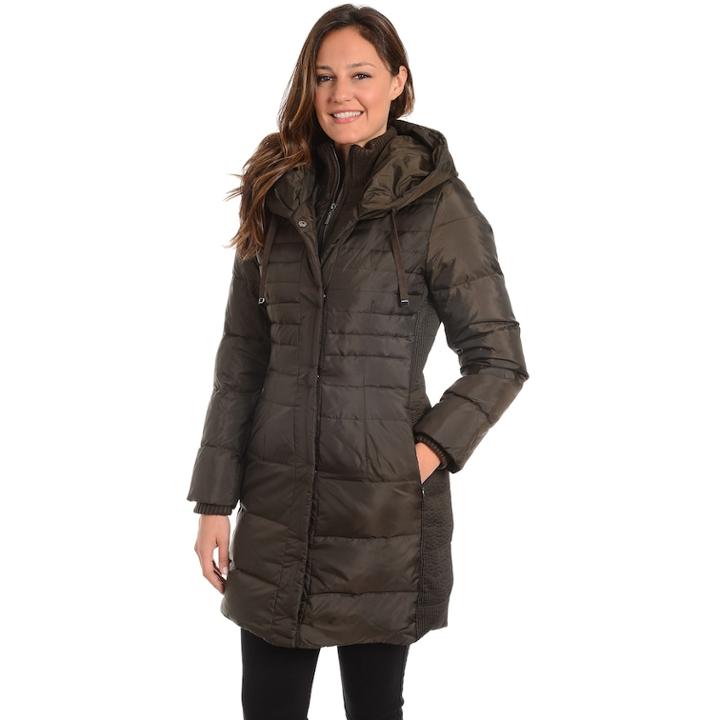 Women's Fleet Street Hooded Down Puffer Jacket, Size: Large, Military