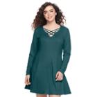 Juniors' Plus Size Mudd&reg; Sueded Strappy Neck Dress, Teens, Size: 1xl, Green