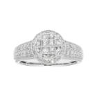 10k White Gold 1 Carat T.w. Diamond Halo Engagement Ring, Women's, Size: 9.50