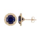 14k Gold Lab-created Sapphire Beaded Stud Earrings, Women's, Blue