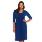 Plus Size Chaps Solid Knot-front Empire Dress, Women's, Size: 24 W, Blue