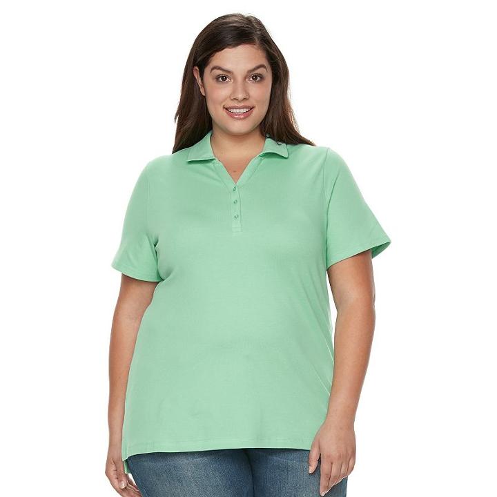 Plus Size Croft & Barrow&reg; Pique Polo, Women's, Size: 3xl, Green