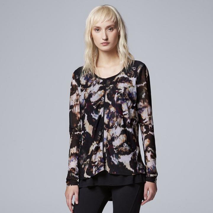 Women's Simply Vera Vera Wang Print Popover Top, Size: Xl, Dark Brown