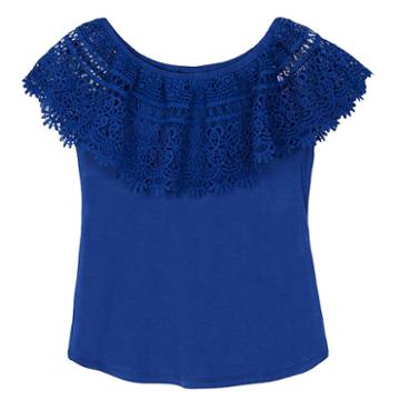 Girls 7-16 Iz Amy Byer Crochet Popover Peasant Top, Girl's, Size: Xl, Blue (navy)