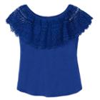 Girls 7-16 Iz Amy Byer Crochet Popover Peasant Top, Girl's, Size: Xl, Blue (navy)