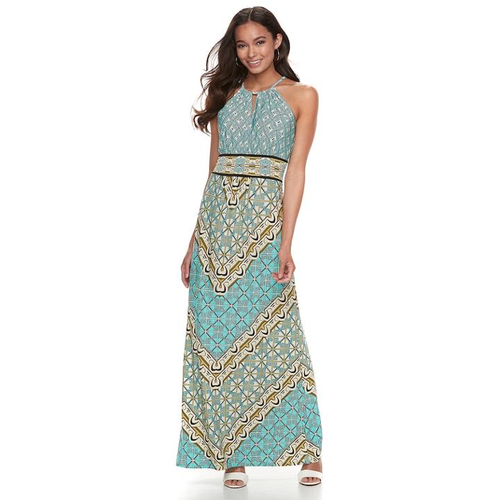 Petite Suite 7 High Neck Maxi Dress, Women's, Size: 14 Petite, Blue
