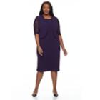 Plus Size Maya Brooke Textured Lace Dress & Jacket Set, Women's, Size: 20 W, Purple