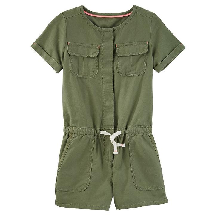 Girls 4-12 Oshkosh B'gosh&reg; Olive Romper, Size: 5, Green