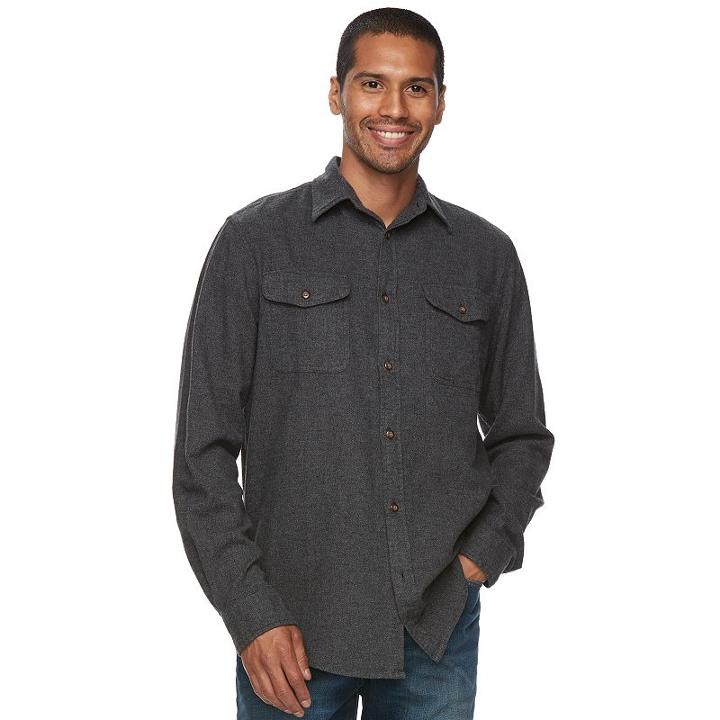 Men's Sonoma Goods For Life&trade; Plaid Flannel Button-down Shirt, Size: Medium, Black