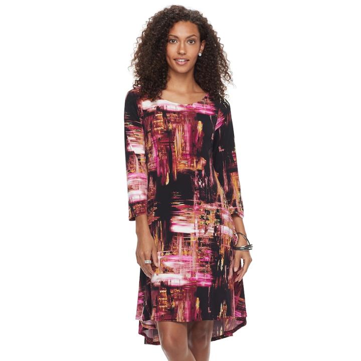 Women's Nina Leonard High-low Trapeze Dress, Size: Xl, Dark Pink