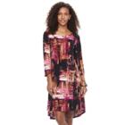 Women's Nina Leonard High-low Trapeze Dress, Size: Xl, Dark Pink