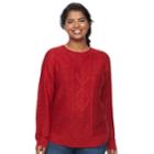 Juniors' Plus Size So&reg; Shirttail Cable-knit Sweater, Teens, Size: 1xl, Brt Red