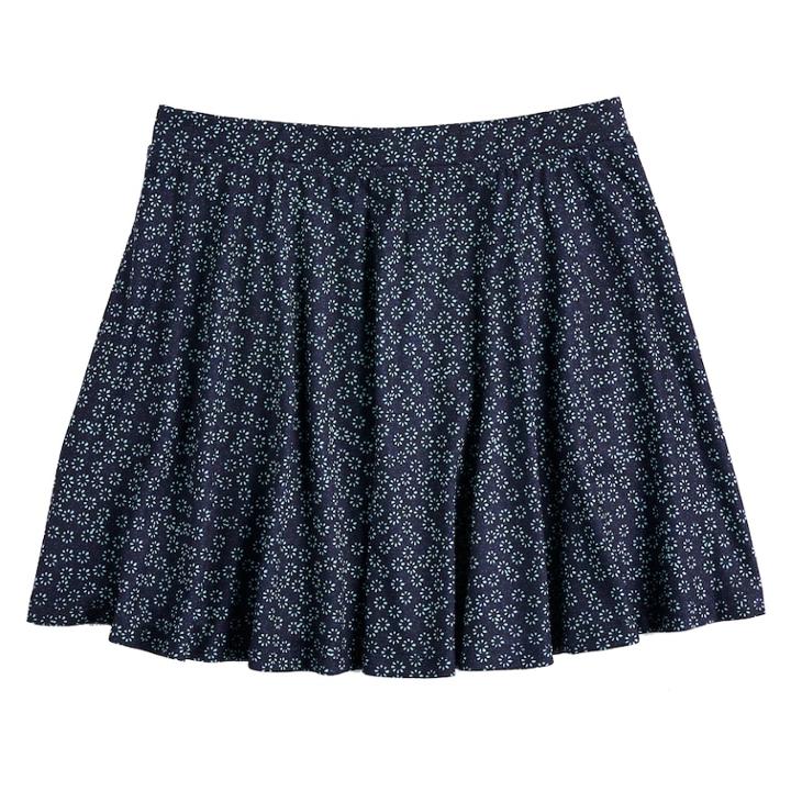 Girls 7-16 So&reg; Printed Skater Skirt, Size: Xl/14, Blue
