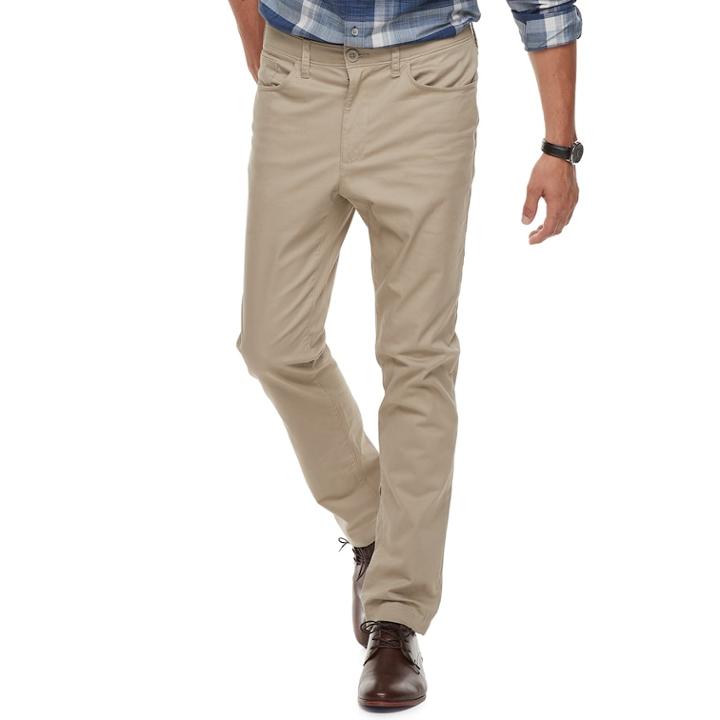 Men's Apt. 9&reg; Premier Flex Slim-fit 5-pocket Pants, Size: 34x32, Med Beige