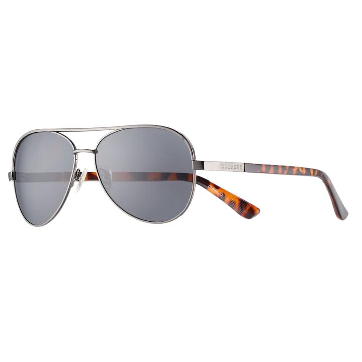 Men's Dockers Spring Hinge Aviator Sunglasses, Dark Grey