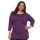 Croft & Barrow, Plus Size &reg; Ruched Scoopneck Top, Women's, Size: 2xl, Purple