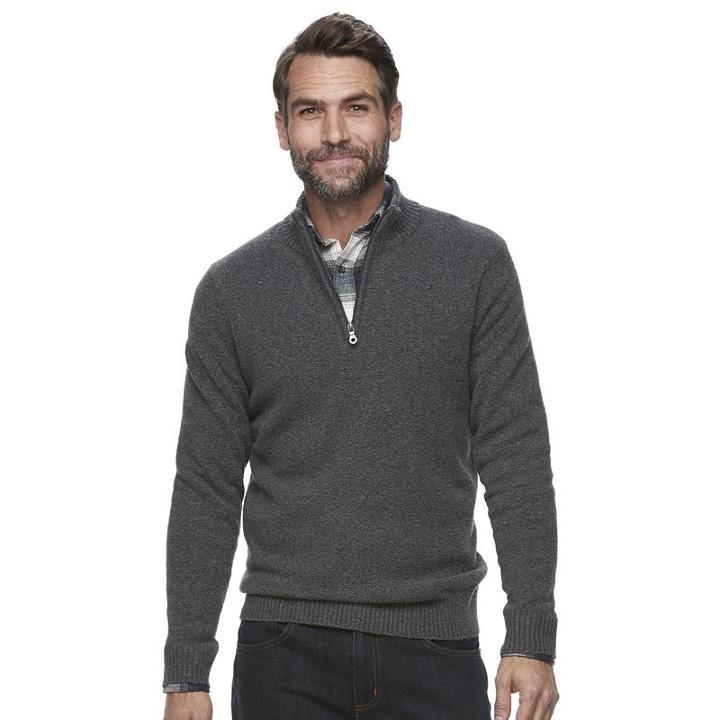 Men's Croft & Barrow&reg; True Comfort Classic-fit Quarter-zip Sweater, Size: Large, Dark Grey