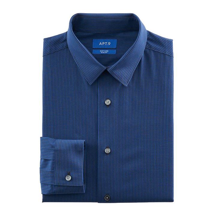 Men's Apt. 9&reg; Slim-fit Easy-care Dress Shirts, Size: 16.5-34/35, Blue